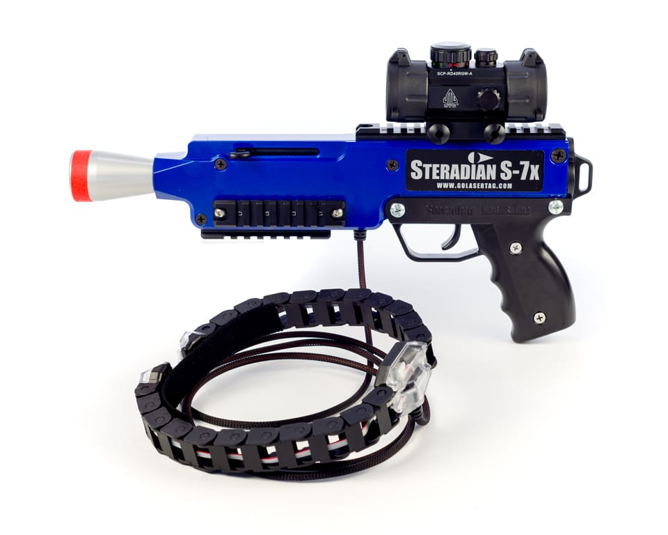A futuristic looking laser tag gun for rent